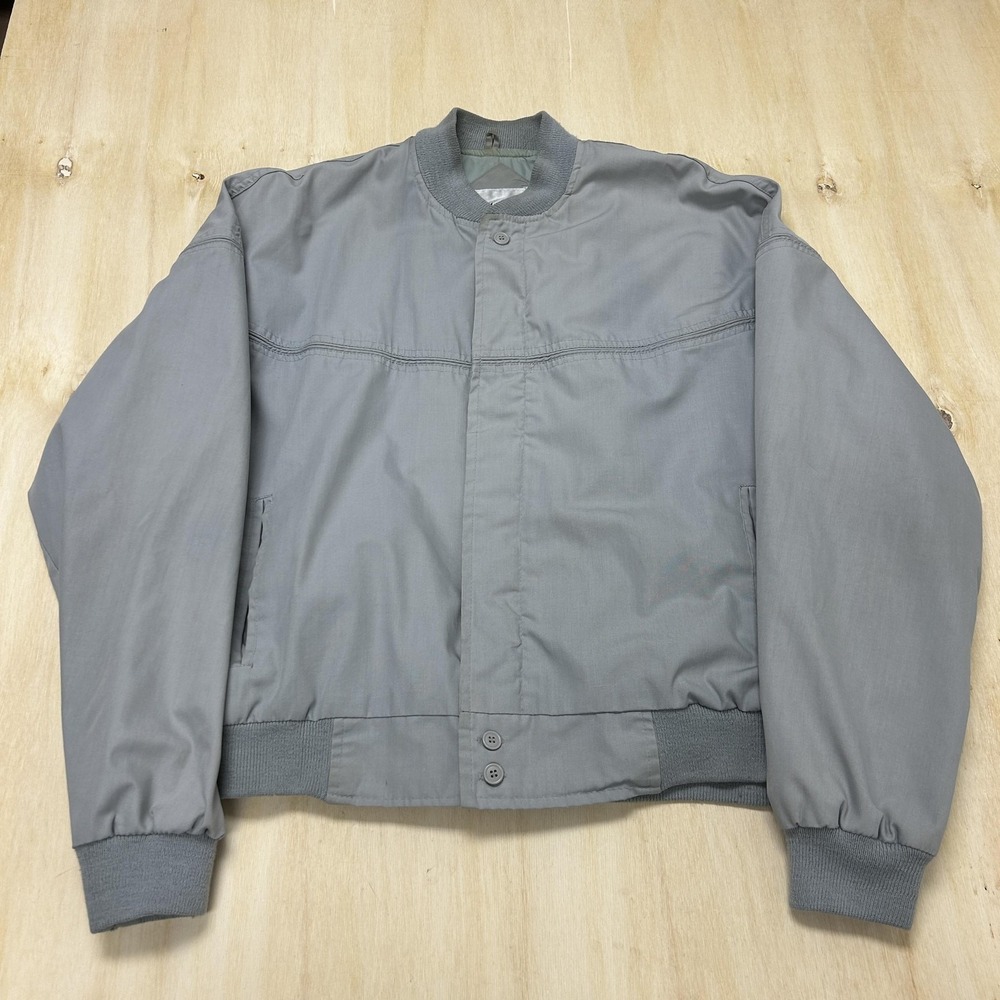 Vintage Windbreaker Jacket Mens 2XL Gray Bomber Button Quilted Lined Outerwear
